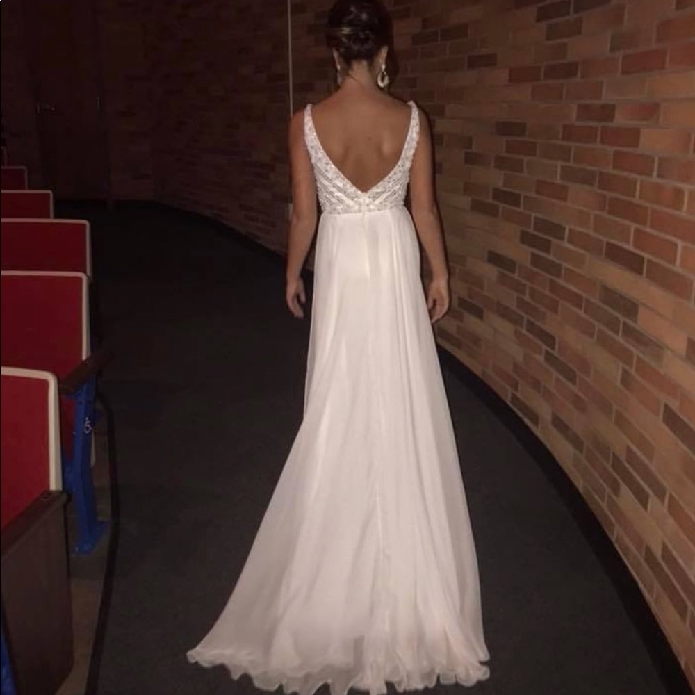 Long white Sherri Hill gown